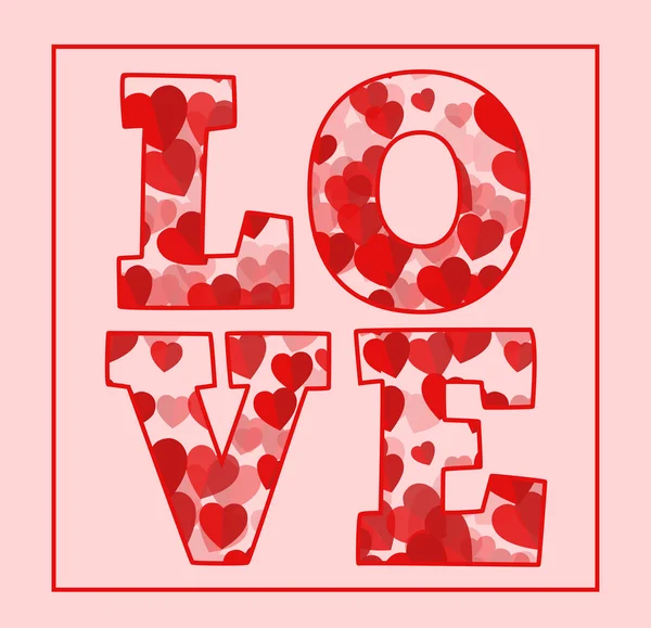 Älskar text med röda hjärtan — Stock vektor
