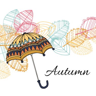 Yağmur mevsimi geçmiş şemsiye ile