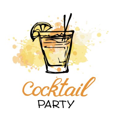 Hand drawn cocktail party poster