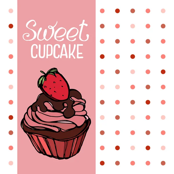 Süßer Cupcake mit Erdbeere — Stockvektor