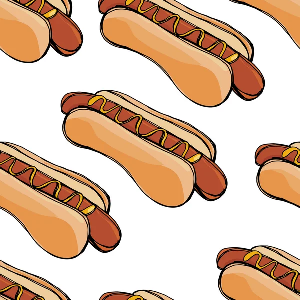 Modello senza cuciture con hot-dog — Vettoriale Stock