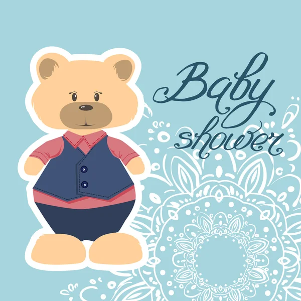 Cartão de aniversário feliz com urso divertido —  Vetores de Stock