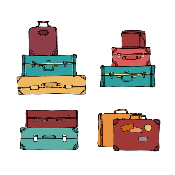 Ensemble de valises colorées — Image vectorielle