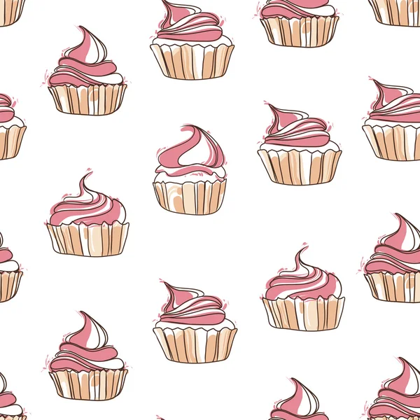 Cupcake modello senza soluzione di continuità — Vettoriale Stock