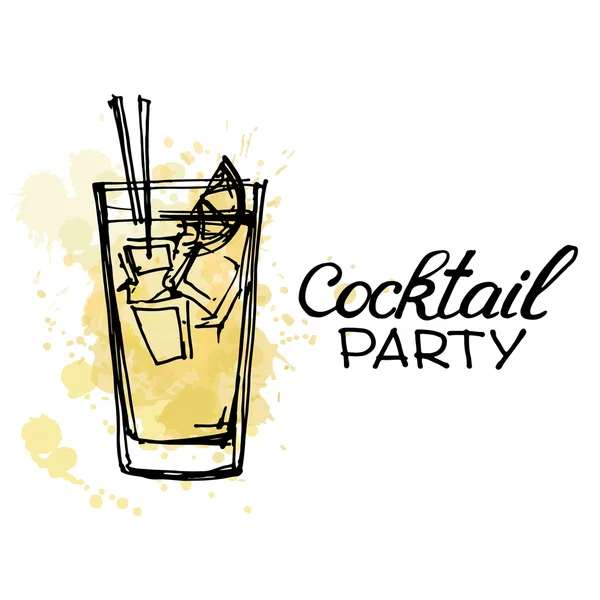 Poster disegnato a mano cocktail party — Vettoriale Stock
