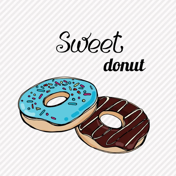 Tasty sugar pastry delicious donut — Stock Vector