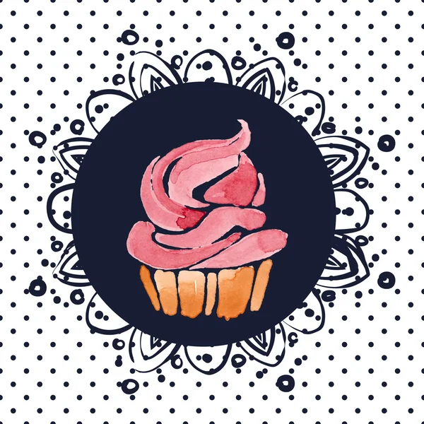 Beautiful greeting card with cupcake — Stock Vector