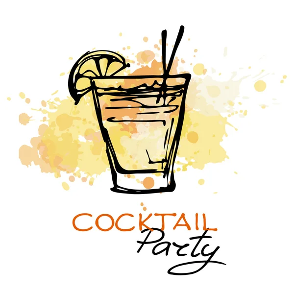 Affiche de cocktail dessinée à la main — Image vectorielle