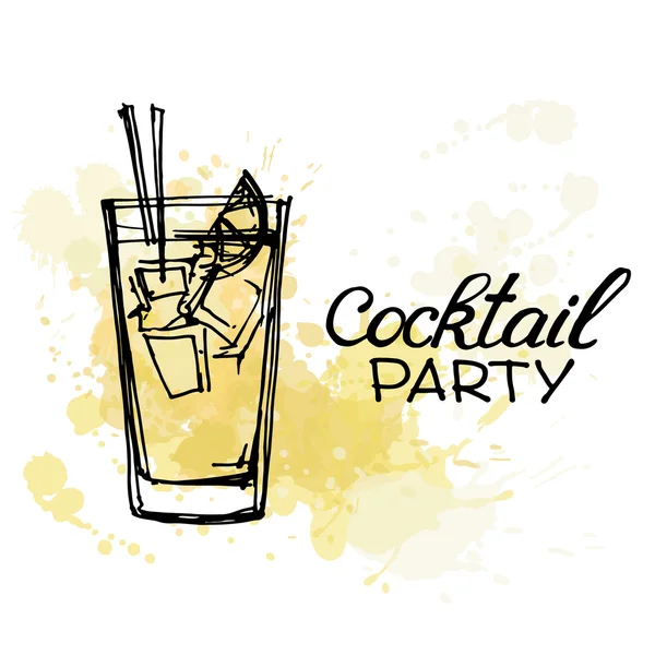 Cocktail d'affiche dessiné à la main — Image vectorielle