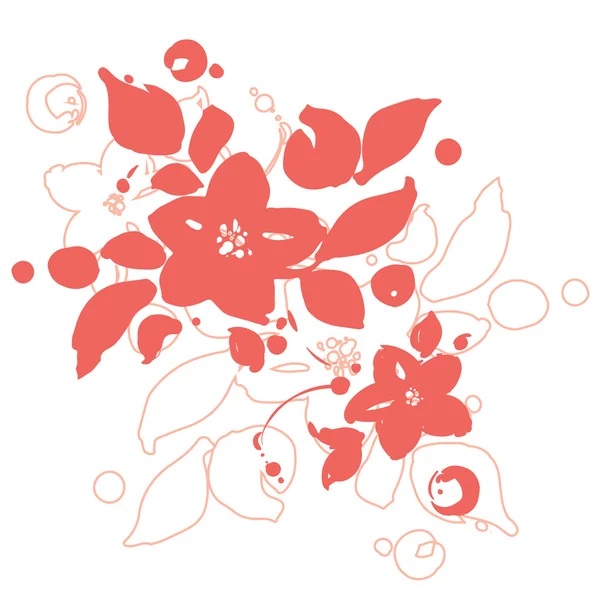 Beautiful greeting card with red flowers — Stock vektor