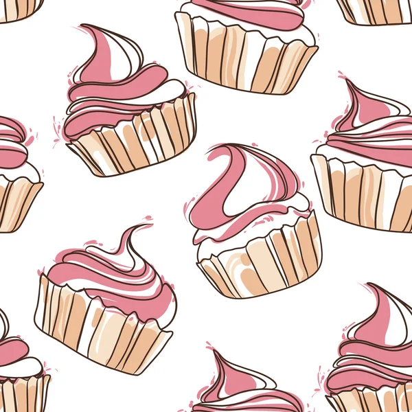 Cupcake motif sans couture — Image vectorielle