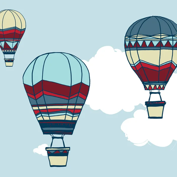 Globos de aire caliente en el cielo — Vector de stock