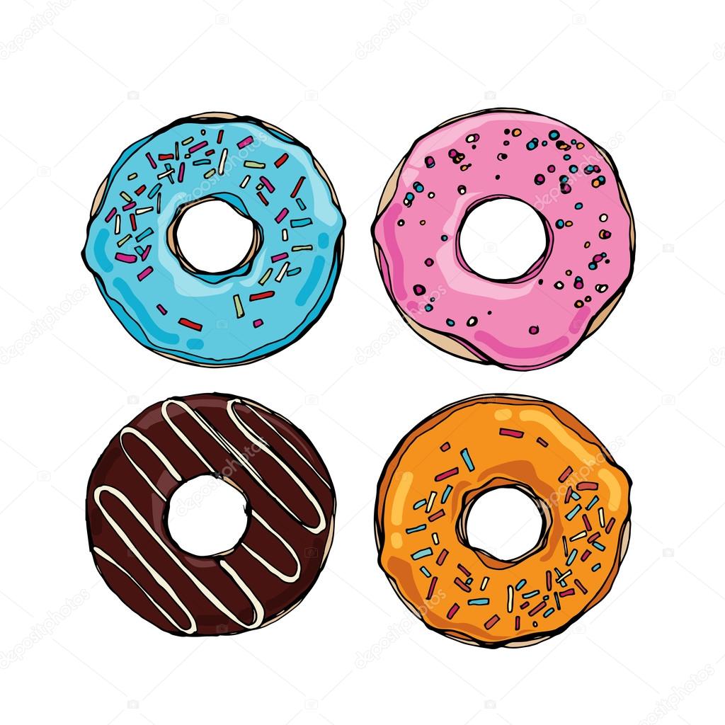 cute sweet colorful donuts