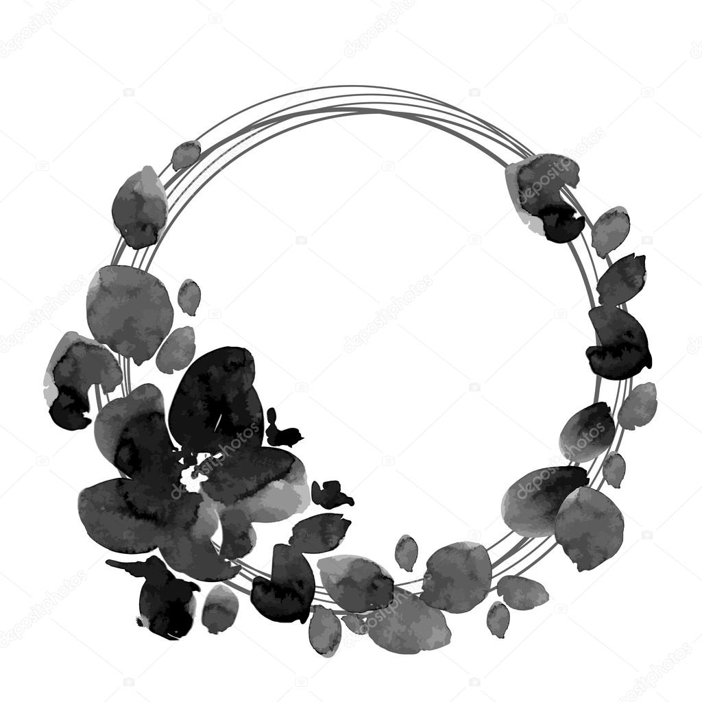 Black and white flowers wreath