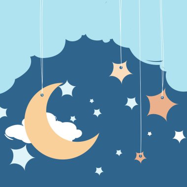 Çizgi film yıldız gece gökyüzünde