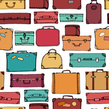 seamless pattern with travel suitcases clipart