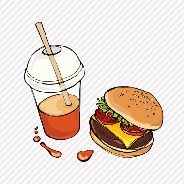 Hamburger yanında da soda beyaz