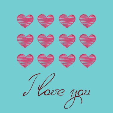 Kırmızı kalpler ile şık tebrik kartı