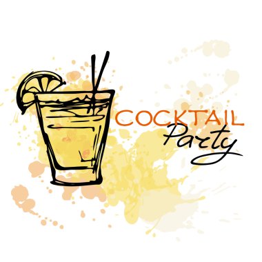 Hand drawn cocktail party poster