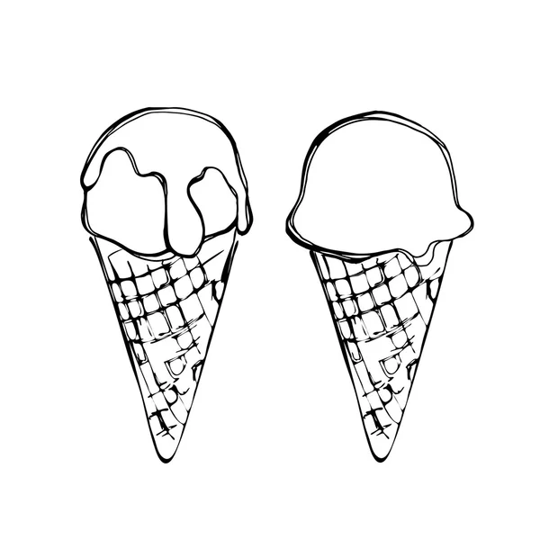 Cône de crème glacée Doodle — Image vectorielle