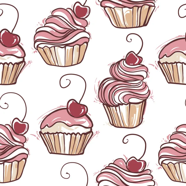 Patrón de cupcake dulce sin costuras — Archivo Imágenes Vectoriales