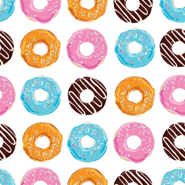 Seamless pattern with colorful donuts — Stock Vector