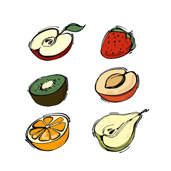 Different fruits set — Stock Vector