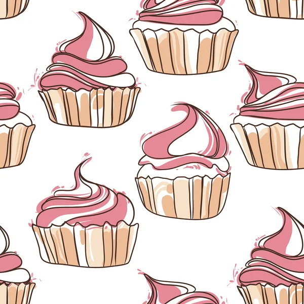 Cupcake modello senza soluzione di continuità — Vettoriale Stock