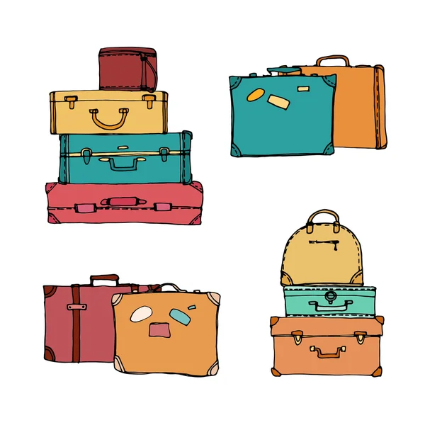 Set of colorful suitcases — Stock Vector