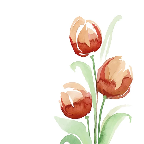 Carte de voeux tulipes aquarelle — Image vectorielle