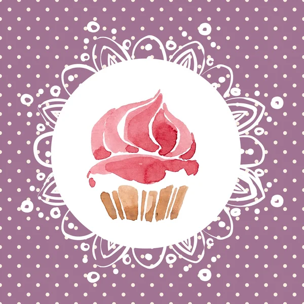 Hermosa tarjeta de felicitación con cupcake — Vector de stock