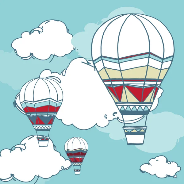 Globos de aire caliente en el cielo — Vector de stock