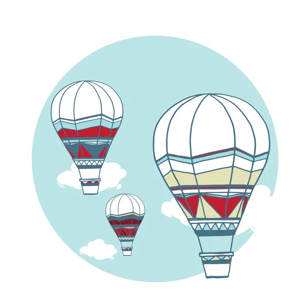 Globos de aire caliente flotando en el cielo — Vector de stock