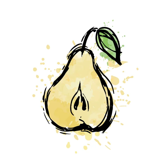 Sketch ripe pear on white — Stock Vector