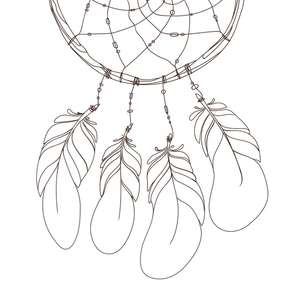 Dream catcher, feathers. — Stock Vector