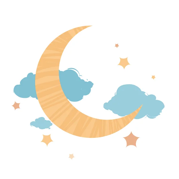 Night sky with moon and stars — Stock Vector