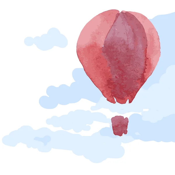 Aquarel hete luchtballon in lucht — Stockvector