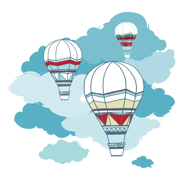 Воздушные шары, плавающие в небе — стоковый вектор