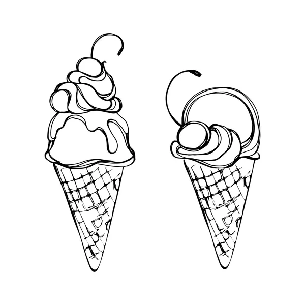 Cône de crème glacée Doodle — Image vectorielle