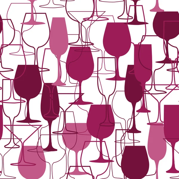 Fundo sem costura com copos de vinho — Vetor de Stock