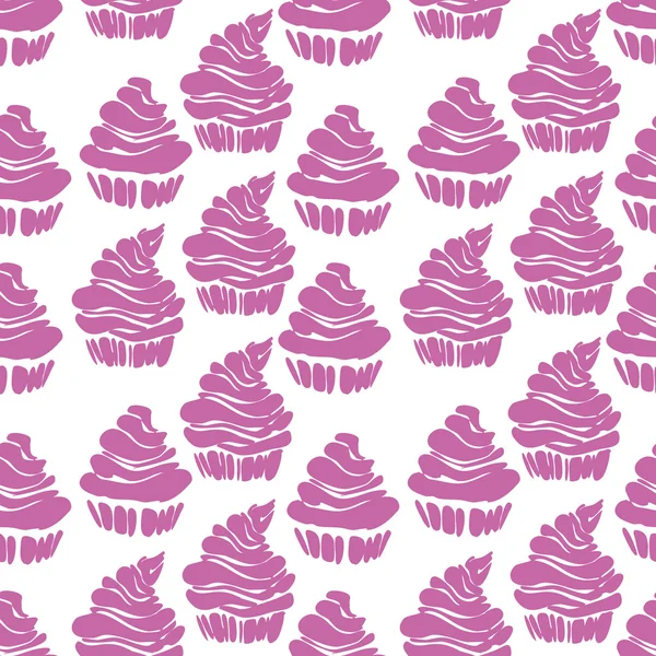 Delicious cupcakes seamless pattern — Stock Vector