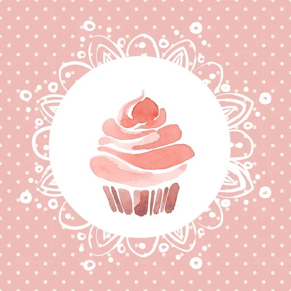 Belo cartão de saudação com cupcake — Vetor de Stock