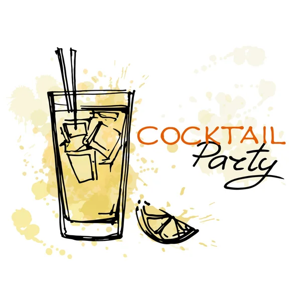 Hand drawn poster cocktail party — Stock Vector