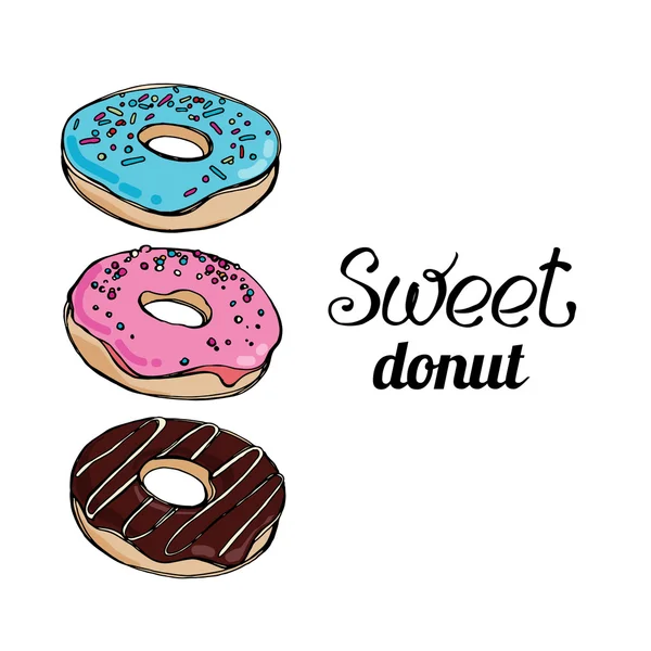 Tasty sugar pastry delicious donut — Stock Vector