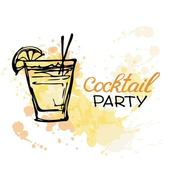 Poster disegnato a mano cocktail party — Vettoriale Stock