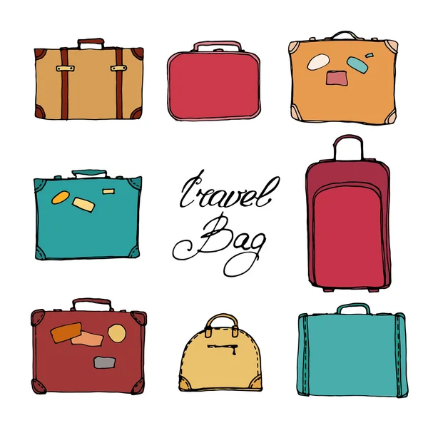 Σύνολο πολύχρωμες βαλίτσες — Διανυσματικό Αρχείο