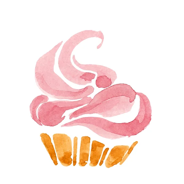 Akvarell cupcake krém — Stock Vector