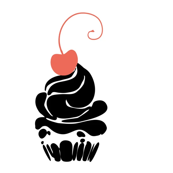 Cartoon cupcake met cherry — Stockvector
