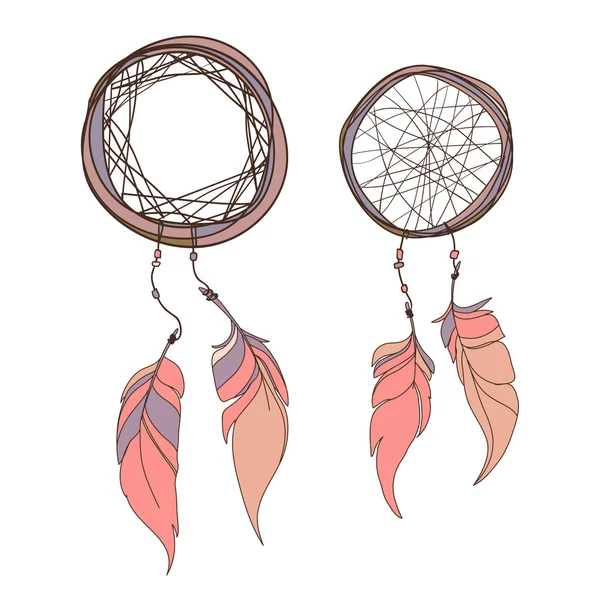 Dream catcher, fjädrar — Stock vektor