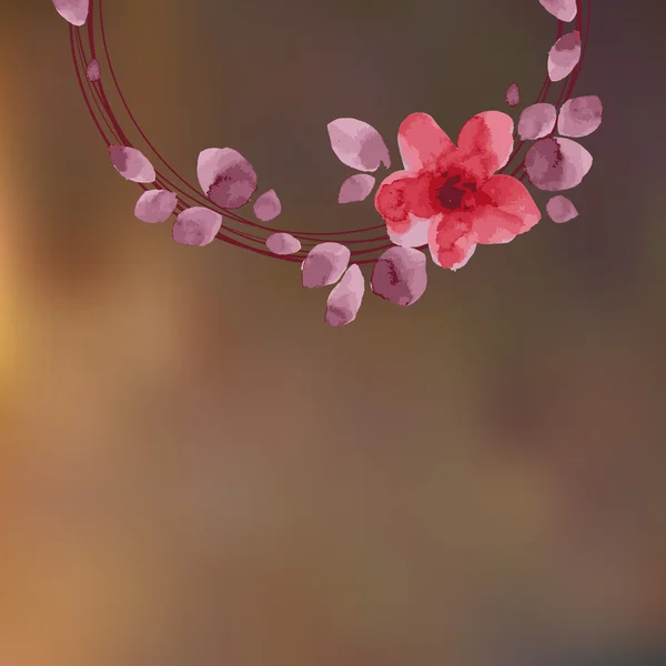 Cartão bonito com grinalda floral aquarela —  Vetores de Stock